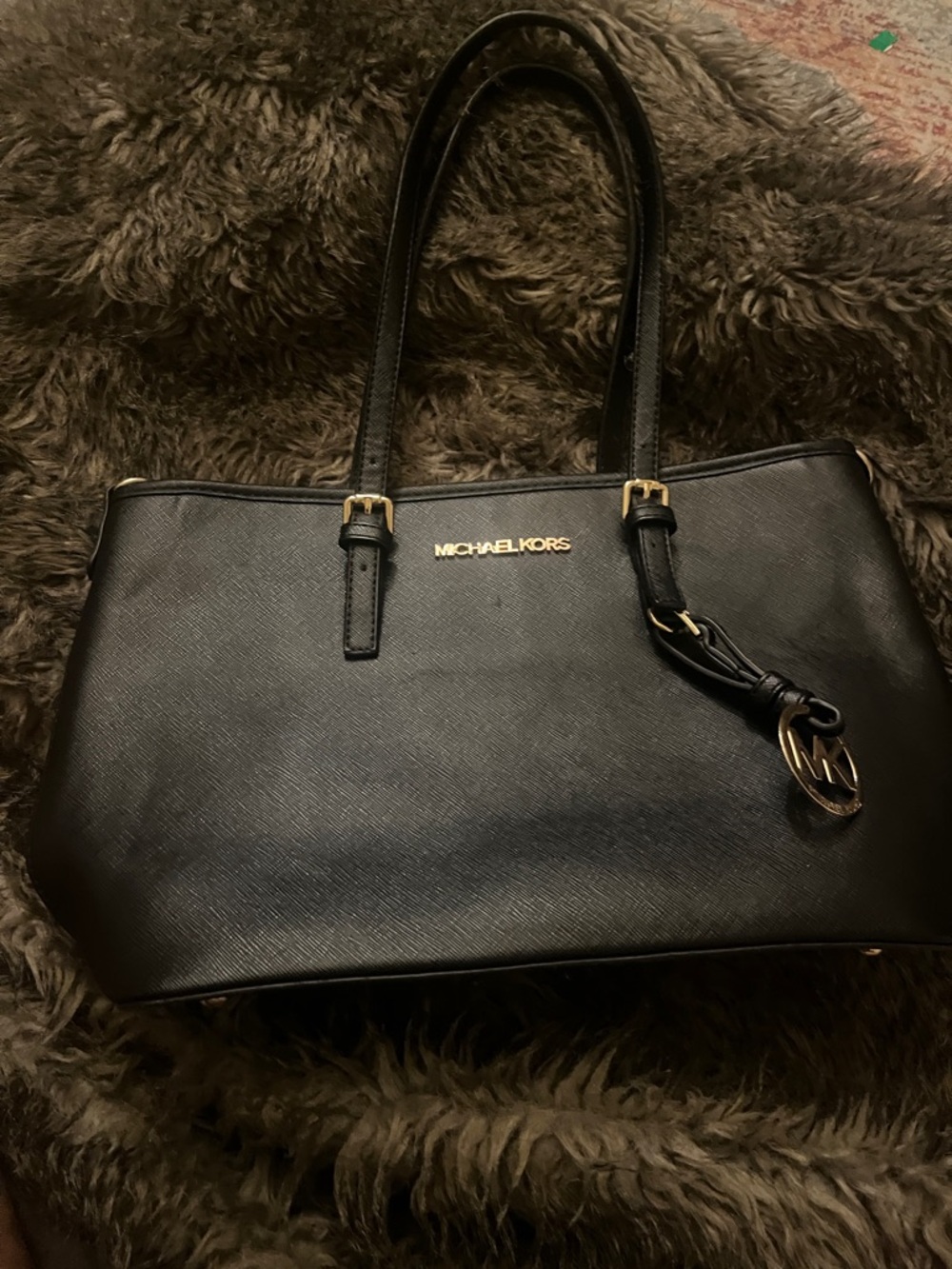 Michael Kors Black  Saffiano Tote with Gold Hardware